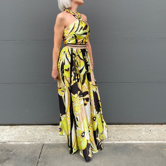 NWT ANNARITA N Made in Italy Long V-strap dress - Picture 10 of 16